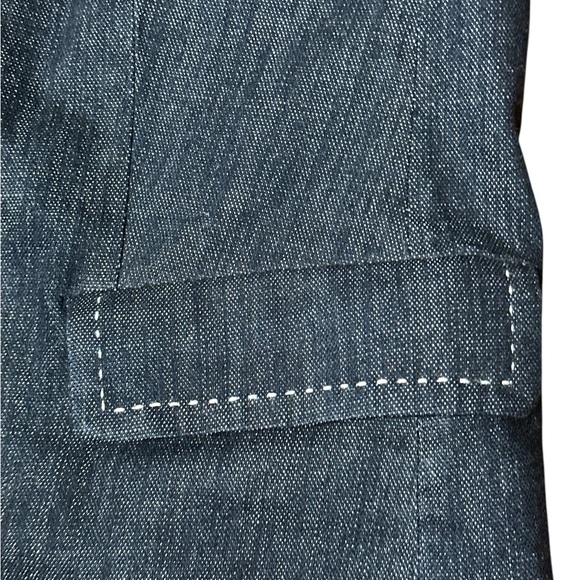Talbots navy dark wash fully lined fitted denim single closure jacket 3/4 sleeve - Picture 7 of 13